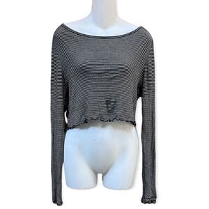 BRANDY MELVILLE OS LONG SLEEVE STRIPED CROP TOP